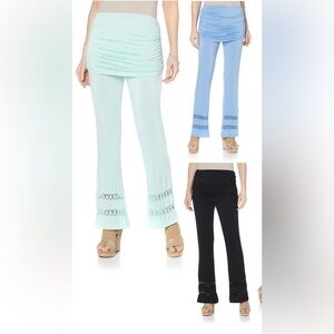 Lisa Kline Venice Beach Pant with crochet trim in Mint Green Sz M LIKE NEW